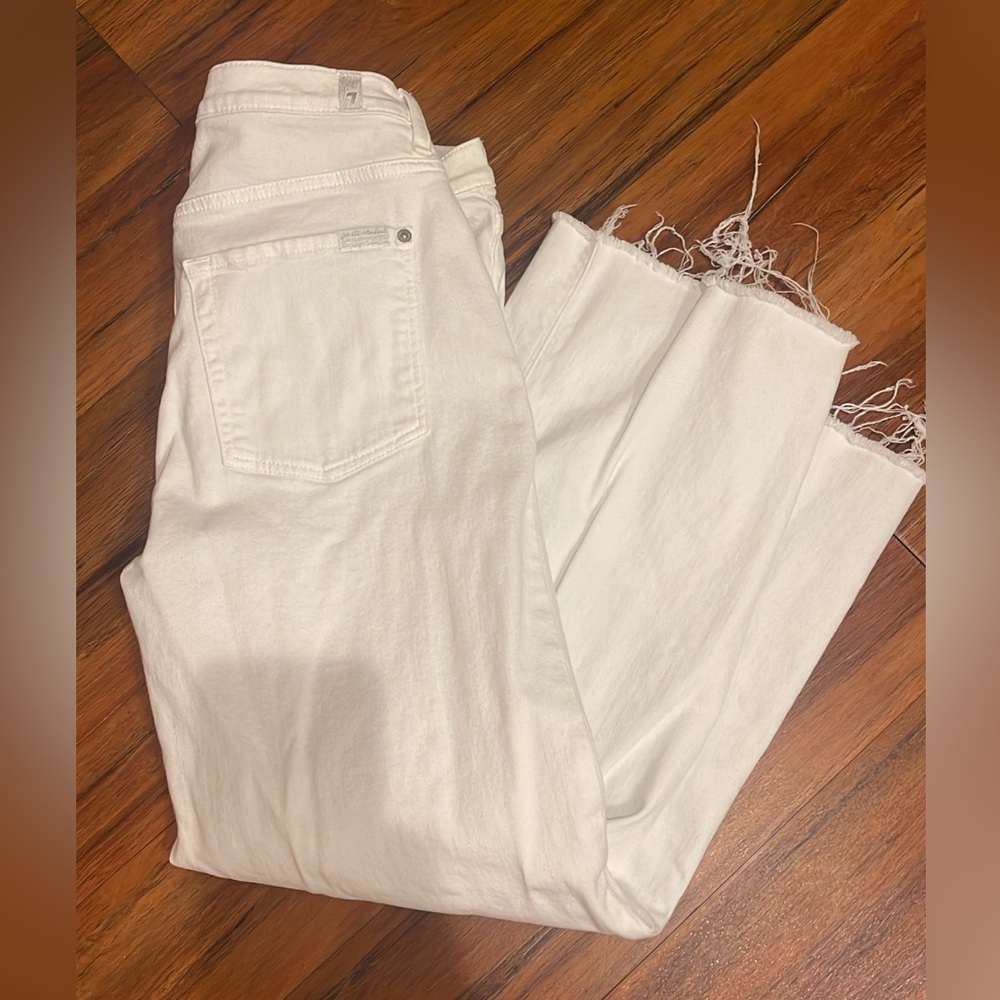 7 For All Mankind White Flare & Wide Leg Jeans